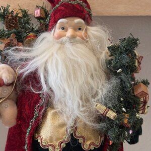 Christmas Standing Santa Claus Red Velvet Coat -21" Tall to top of Hat